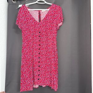 Red dress blue flowers